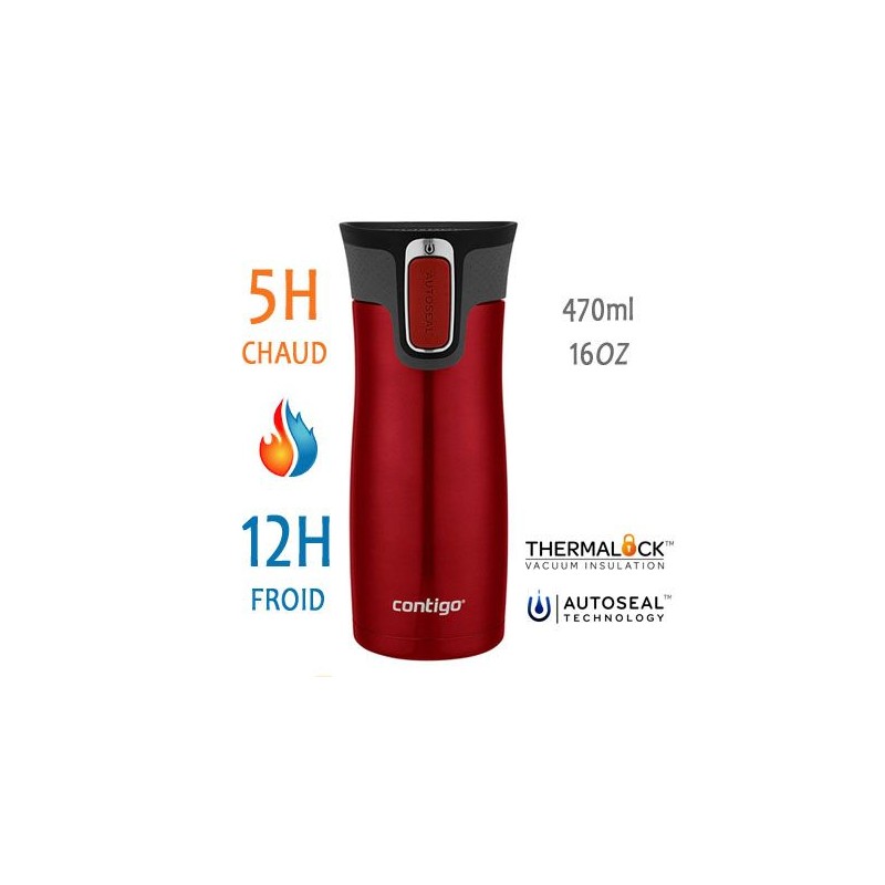 WestLoop Rouge - Thermo mug en acier inoxydable Contigo 470ml