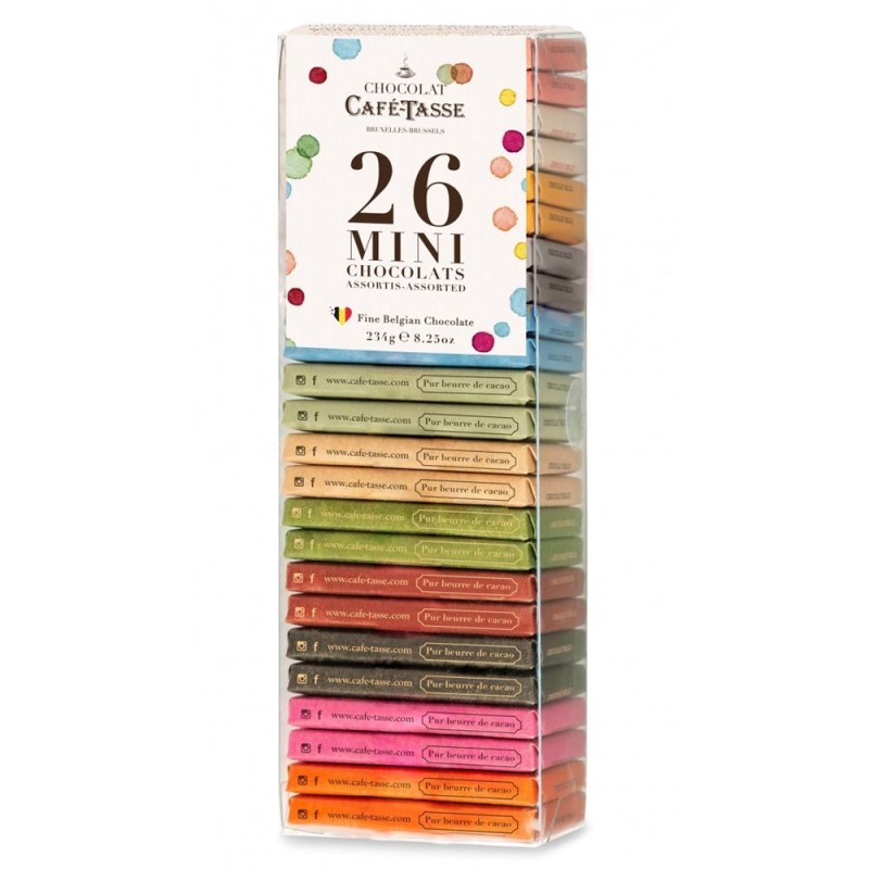 Reglette 26 Mini Tablettes de Chocolat assortis Café-Tasse 234g Reglette 26 Mini Tablettes de Chocolat assortis Café-Tasse 234g