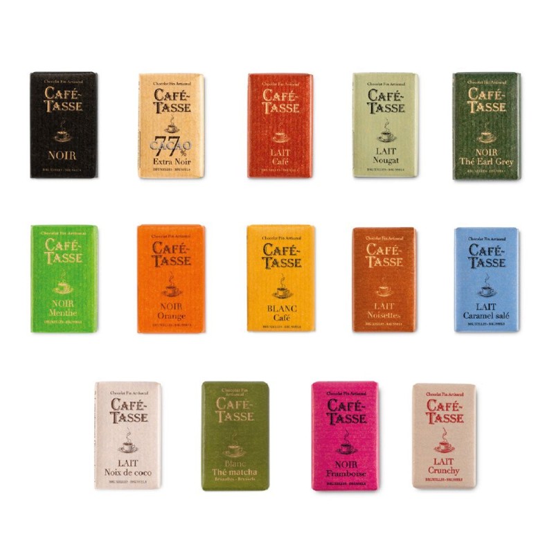 Reglette 26 Mini Tablettes de Chocolat assortis Café-Tasse 234g