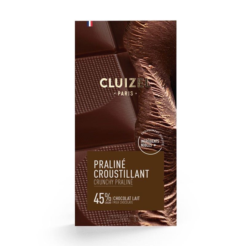 Praliné Croustillant 100g - Tablette de Chocolat au Lait Cluizel