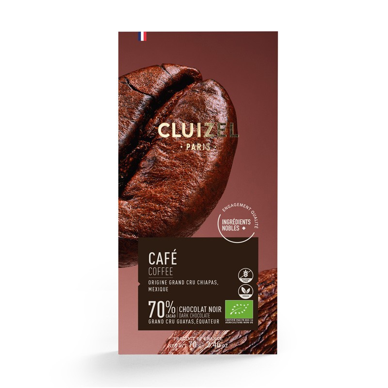 Guayas Noir au Café 70% 70g - Tablette de chocolat noir Cluizel