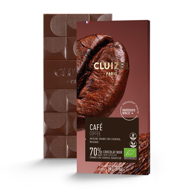 Tablette de chocolat noir café