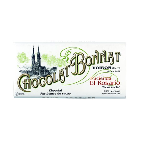 Hacienda El Rosario 75% - Tablette de chocolat noir 100g Bonnat
