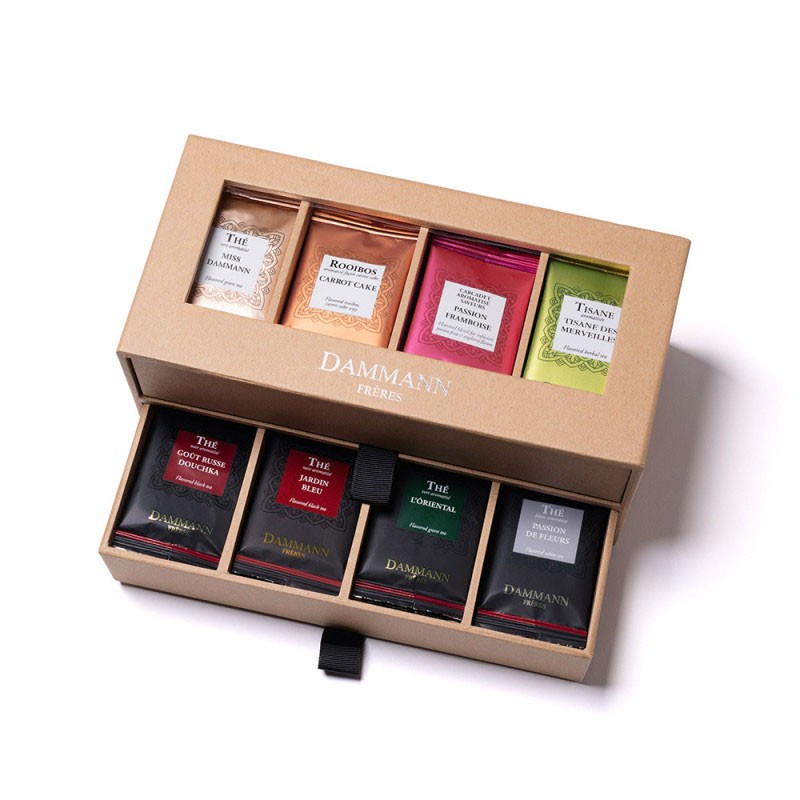 7/7 - Coffret Tiroir 56 sachets de thés et infusions aromatisés Dammann 7/7 - Coffret Tiroir 56 sachets de thés et infusions aromatisés Dammann